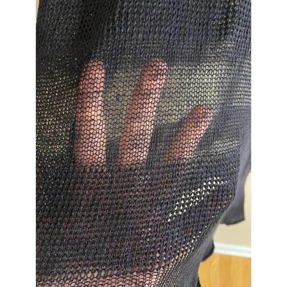 Eileen Fisher Semi-sheer Navy Striped 100% Linen Tank Lightweight Sweater Feel X - Picture 9 of 12